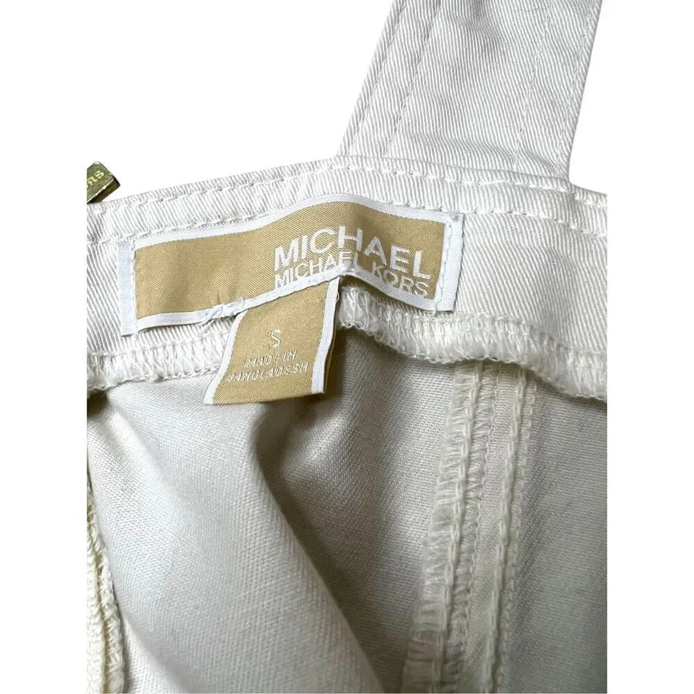 Michael Kors‎ Women’s Small Denim Crop Top Cream Button Front
